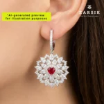 Multi Layer Sparkle Heart Cut Earrings – Rhodium Plated 925 Silver - Image 2