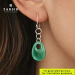 Handmade 925 Silver Green Teardrop Dangle Earrings from Thailand - Image 2