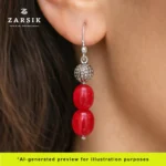 Handmade 925 Silver Dangle Earrings with Red Stones – Thai Artisan Design - Image 2
