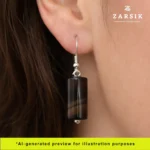 Handmade 925 Silver Stripe Stone Drop Earrings from Thailand - Image 2