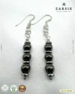 Handmade 925 Silver Drop Earrings with three beads