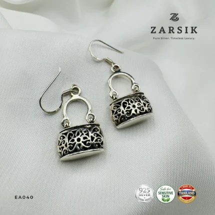 Oxidized Handbag Filigree Earrings