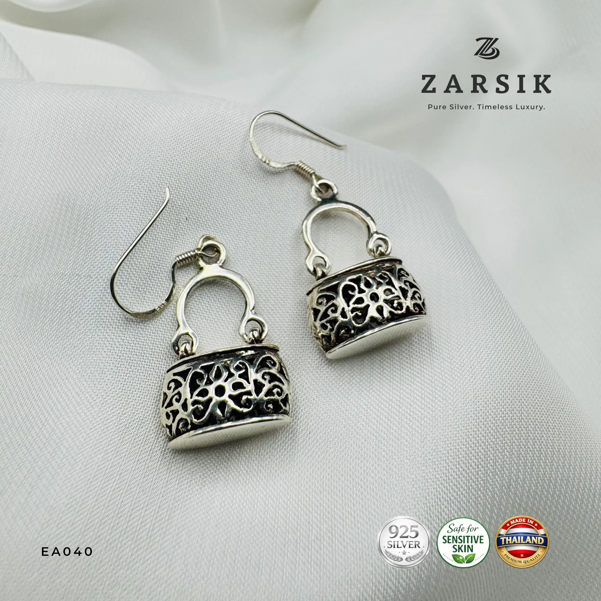 EA040 - Oxidized Handbag Filigree Earrings Oxidized Handbag Filigree Earrings