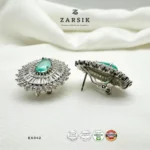 Emerald Glow Halo 925 Silver Earrings