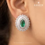 Try on image for Emerald Glow Halo 925 Silver Earrings