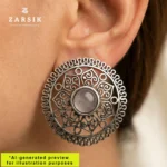 Vintage Filigree Glow 925 Silver Earrings with Central Stone - Thailand - Image 2