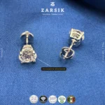 Luminous Italian Moissanite Stud Earrings in 925 Sterling Silver - Image 2