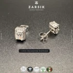 Rectangular Moissanite stud earrings
