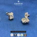 Rectangular Moissanite Stud Earrings in 925 Sterling Silver, Rhodium Plated, Italy - Image 3