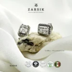 Emerald Cut Moissanite stud earrings