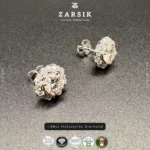 Italian 925 Silver Moissanite Halo Stud Earrings | Rhodium Plated Luxury Sparkle - Image 3