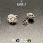 Italian 925 Silver Moissanite Halo Stud Earrings | Rhodium Plated Luxury Sparkle - Image 4