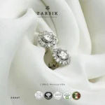 FLoral Moissanite Halo Stud Earrings