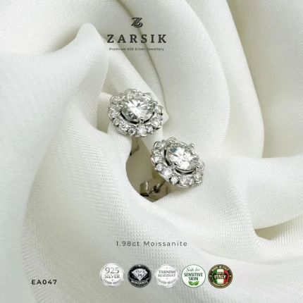 FLoral Moissanite Halo Stud Earrings