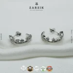 Elegant 925 Sterling Silver CZ Hoop Earrings – Rhodium Plated Sparkle - Image 3