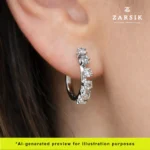 Elegant 925 Sterling Silver CZ Hoop Earrings – Rhodium Plated Sparkle - Image 2
