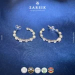 Modern Minimal 925 Sterling Silver CZ Hoop Earrings – Rhodium Plated - Image 4