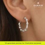 Modern Minimal 925 Sterling Silver CZ Hoop Earrings – Rhodium Plated - Image 2
