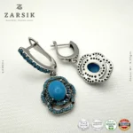 Thai Ocean Blue Opulent Drop Earrings - Rhodium plated - Image 5