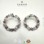 Prism Aura Multicolour Baguette Hoop Earrings in 925 Silver | Thailand - Image 3