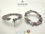 Prism Aura Multicolour Baguette Hoop Earrings in 925 Silver | Thailand - Image 5