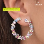 Prism Aura Multicolour Baguette Hoop Earrings in 925 Silver | Thailand - Image 2