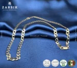 925 sterling silver curb chain necklace with rhodium plated finish displayed against a clean background