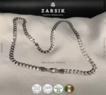 925 sterling silver curb chain necklace with rhodium plated finish displayed against a clean background