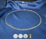 925 sterling silver curb chain necklace with rhodium plated finish displayed against a clean background