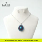 Turquoise & Rose Halo 925 Silver Pendant on dummy