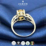 925 sterling silver moissanite ring with light yellow oval centre stone, rhodium plated luxury Italian design close-up