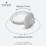 Close-up of 925 silver cubic zirconia statement ring highlighting oval pavé setting and geometric centre cluster design