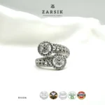 Adjustable Double Halo Cubic Zirconia Ring