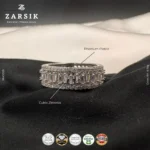 Premium 925 Silver Cubic Zirconia Ring with rhodium plating on a white background.