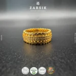 Radiant CZ Ribbon Band gold plated 925 sterling silver ring on a white studio background.