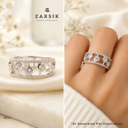 Celeste Openwork Cubic Zirconia Band Ring in 925 Sterling Silver