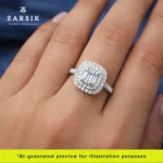 Hand wearing ZARSIK cubic zirconia statement ring, showcasing oval CZ design in natural light