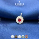 Elegant Ruby Red Stone 925 Silver Jewellery Set with Halo CZ – Rhodium Plated - Image 5