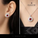 Elegant Ruby Red Stone 925 Silver Jewellery Set Try on