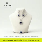 Midnight Sunburst 925 Sterling Silver Jewellery Set displayed on a while dummy