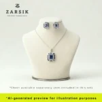 Art Deco 925 Sterling Silver Royal Blue Sapphire & CZ Jewelry Set displayed on white dummy