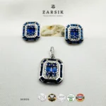 Royal Blue Sapphire and CZ Jewelry Set