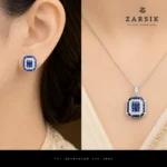 925 Silver Royal Blue Sapphire and CZ Jewelry Set Try On