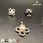 925 Sterling Silver Freshwater Pearl & CZ Clover Jewelry Set - Image 4