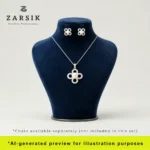 925 Sterling Silver Freshwater Pearl & CZ Clover Jewelry Set displayed on a dummy