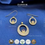 925 Silver Gold Plated Real Diamond Halo Jewelry Set - Image 4