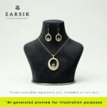 925 Silver Gold Plated Real Diamond Halo Jewelry Set displayed on dummy