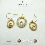 925 Silver Gold Plated Real Diamond Halo Jewelry Set - Image 3