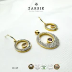 Gold Plated Real Diamond Halo Jewelry Set