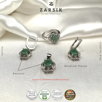 Natural Emerald Jewelry Set